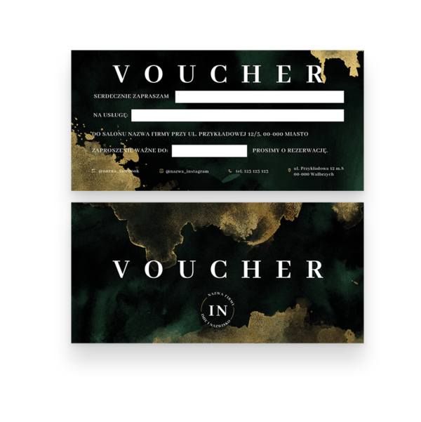 Voucher ciemnozielony ze złotymi smugami